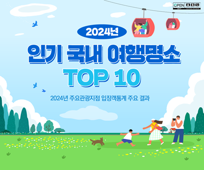 2024 인기 국내 여행명소 TOP 10, 2024년 주요관광지점 입장객통계 주요 결과